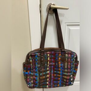 Multicolor Woven  lab-top Tote Bag by piero and guidi made in italy